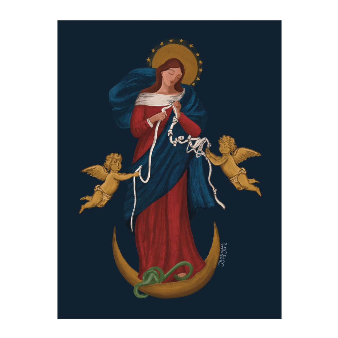 "Virgencita Desatanudos" Azul